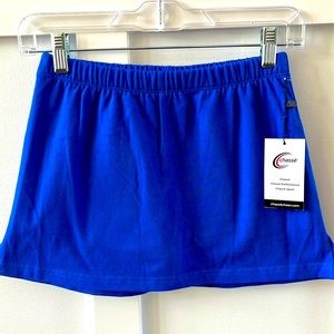 Girls Royal Blue Chasse’ Cheer Performance Skirt w/ built in shorts Youth Large